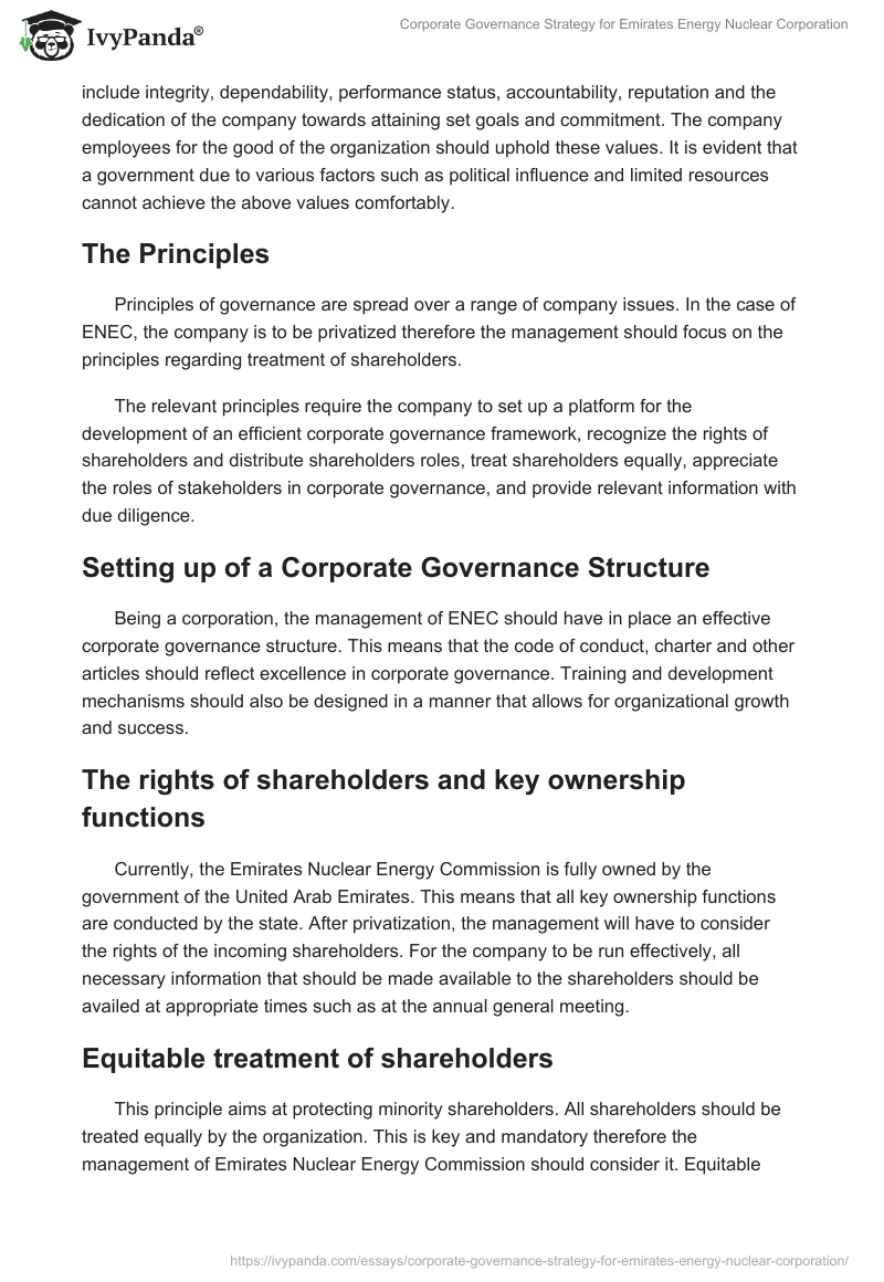 Corporate Governance Strategy for Emirates Energy Nuclear Corporation. Page 3