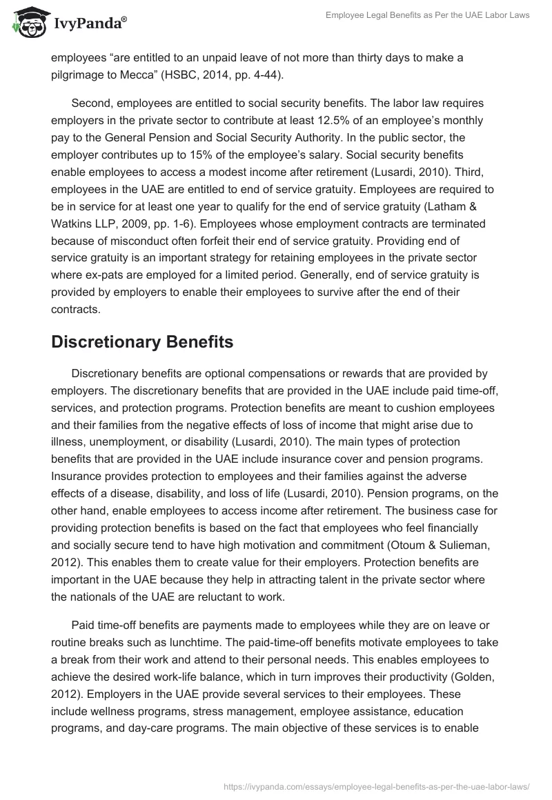 Employee Legal Benefits as Per the UAE Labor Laws. Page 2