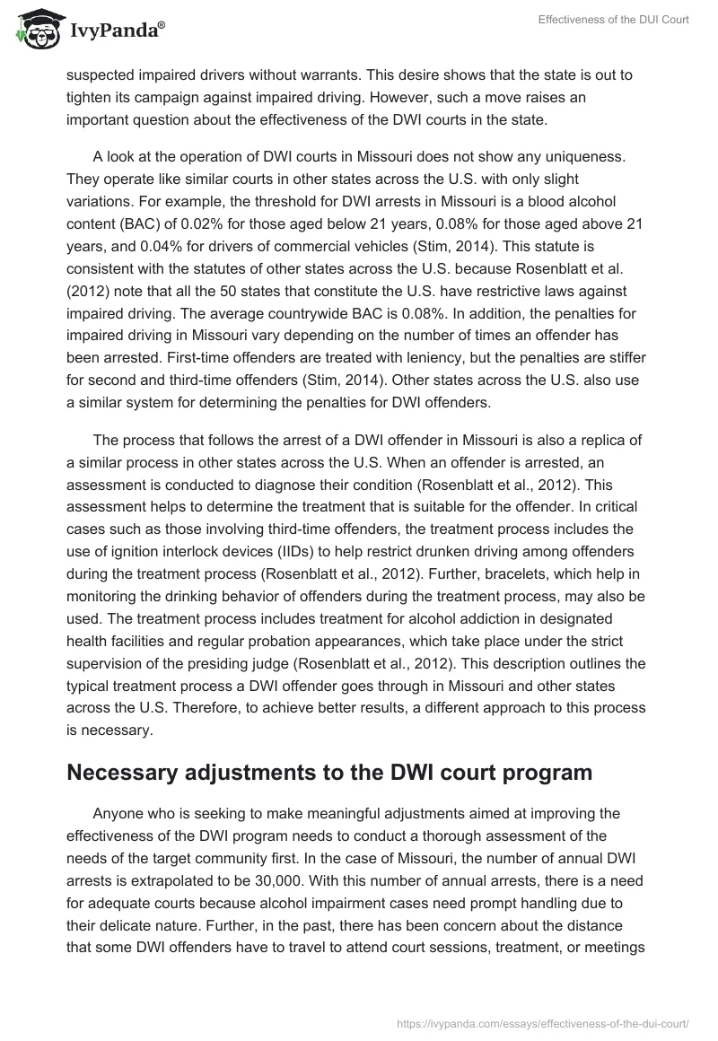 Effectiveness of the DUI Court. Page 4
