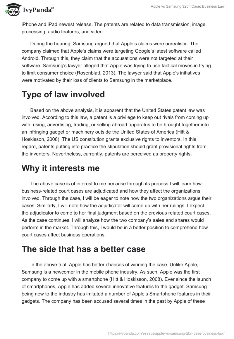 Apple vs. Samsung $2bn Case: Business Law. Page 2