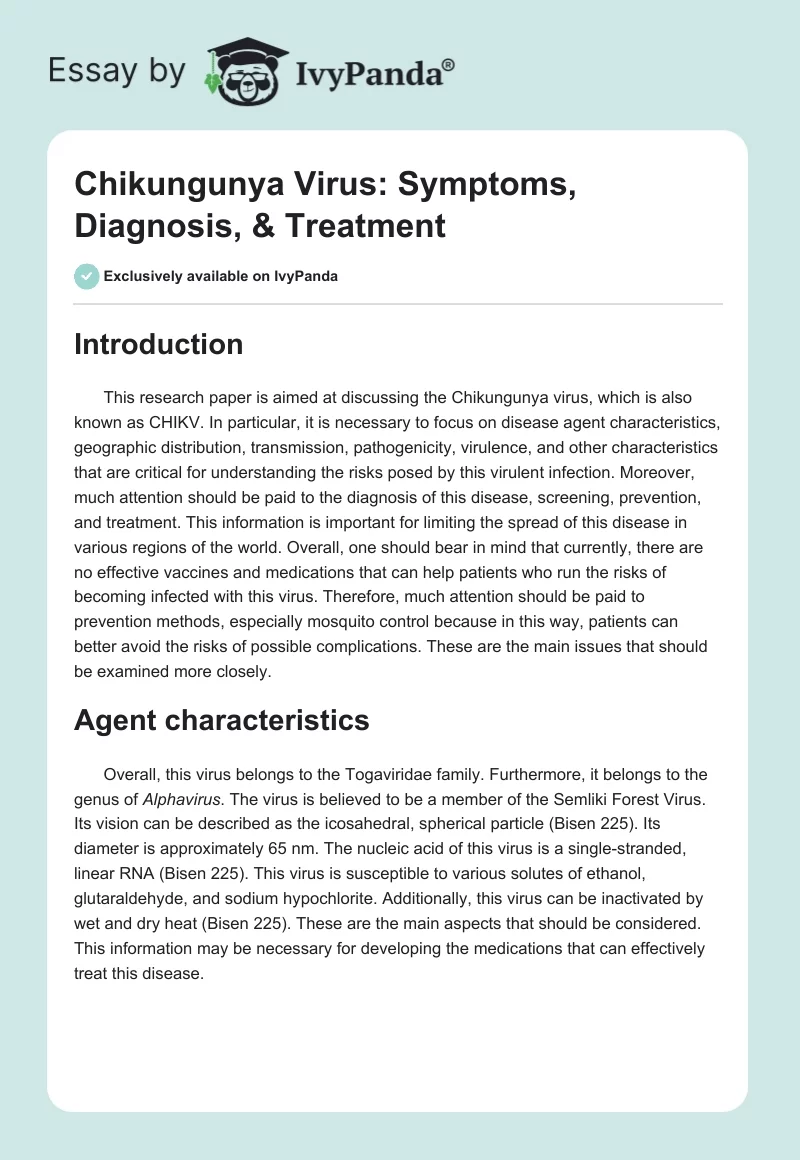 Chikungunya Virus: Symptoms, Diagnosis, & Treatment. Page 1