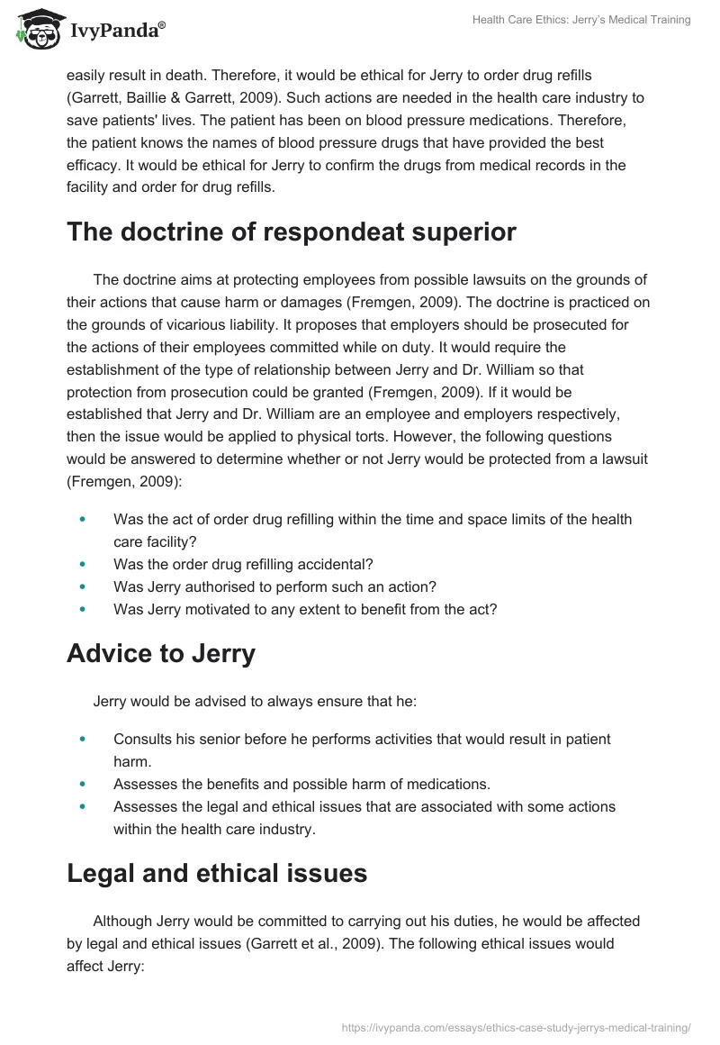 Health Care Ethics: Jerry’s Medical Training. Page 2