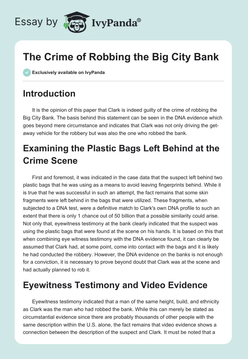 The Crime of Robbing the Big City Bank. Page 1