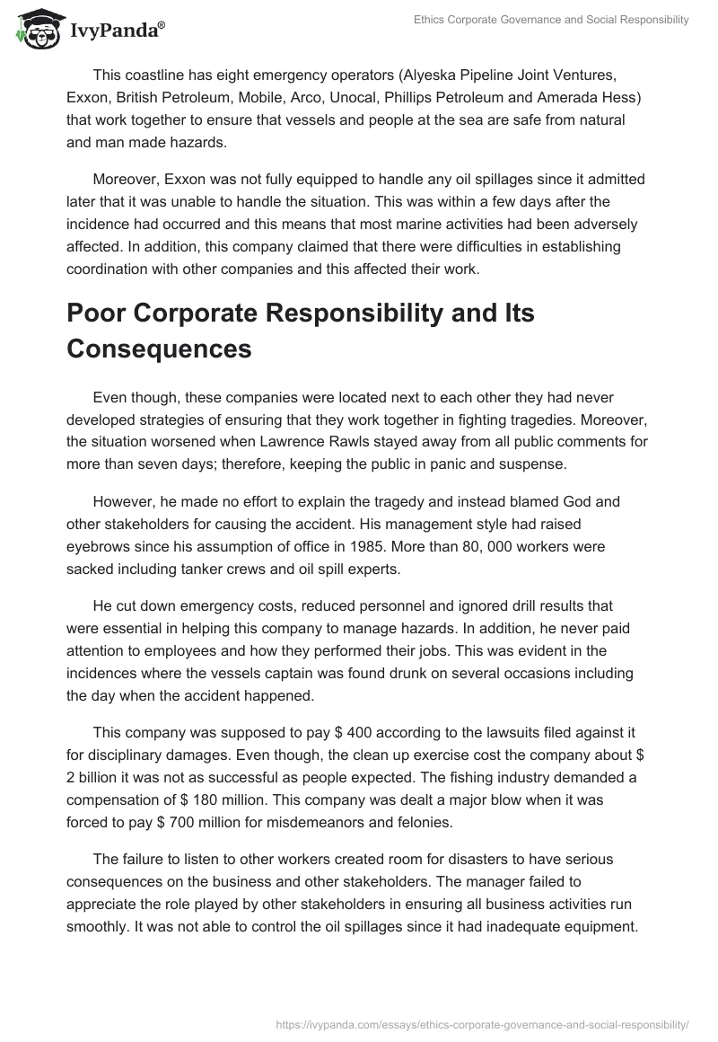 Ethics Corporate Governance and Social Responsibility. Page 4