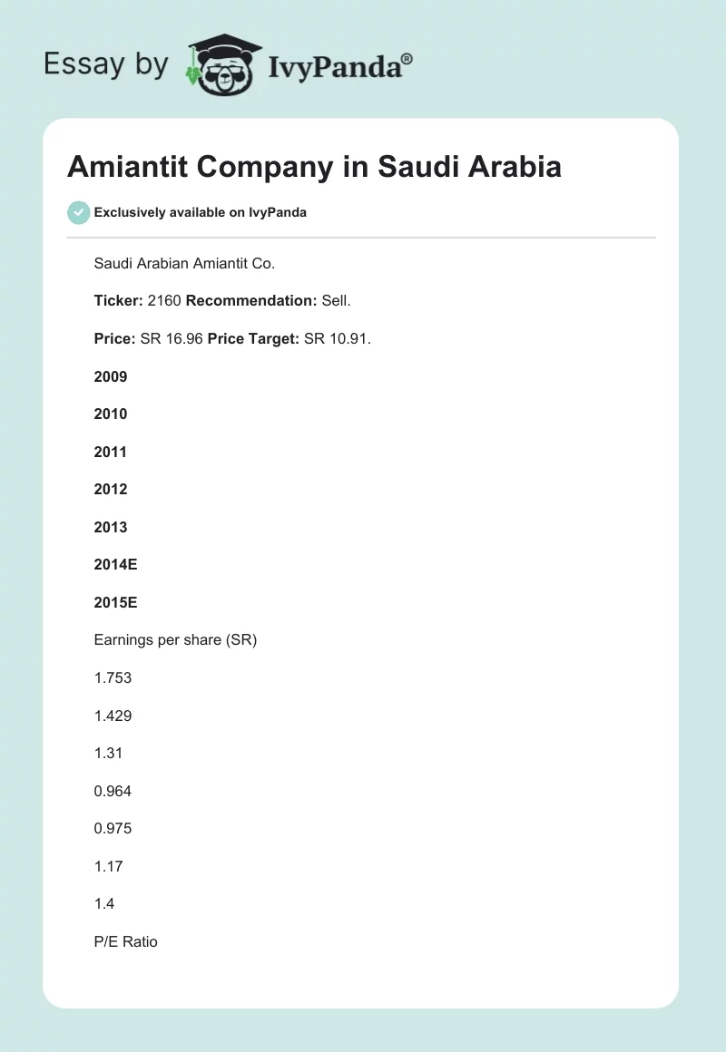 Amiantit Company in Saudi Arabia. Page 1