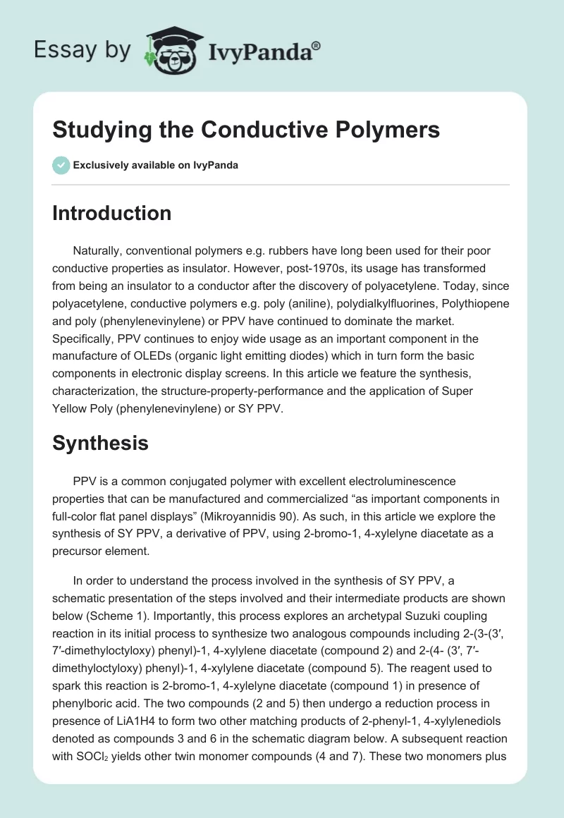 Studying the Conductive Polymers. Page 1