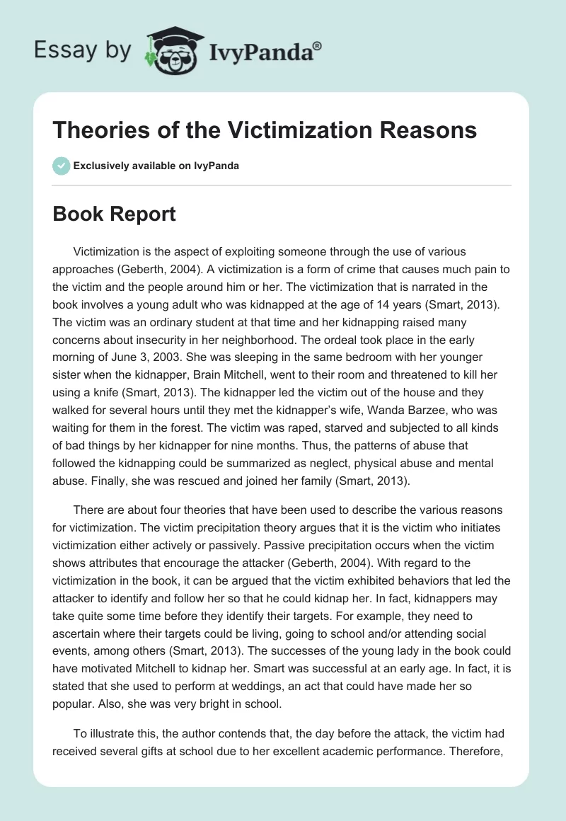 Theories of the Victimization Reasons. Page 1