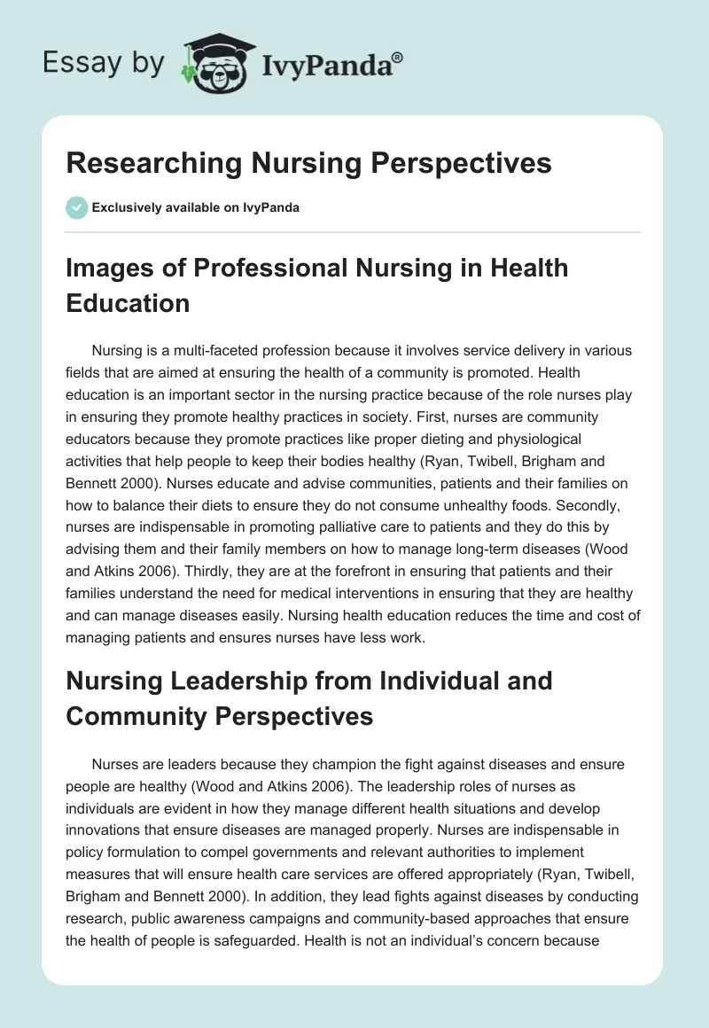 Researching Nursing Perspectives. Page 1