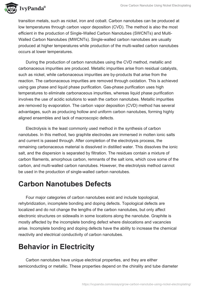 Grow Carbon Nanotube Using Nickel Electroplating. Page 5