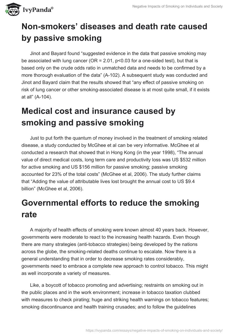 Negative Impacts of Smoking on Individuals and Society. Page 3