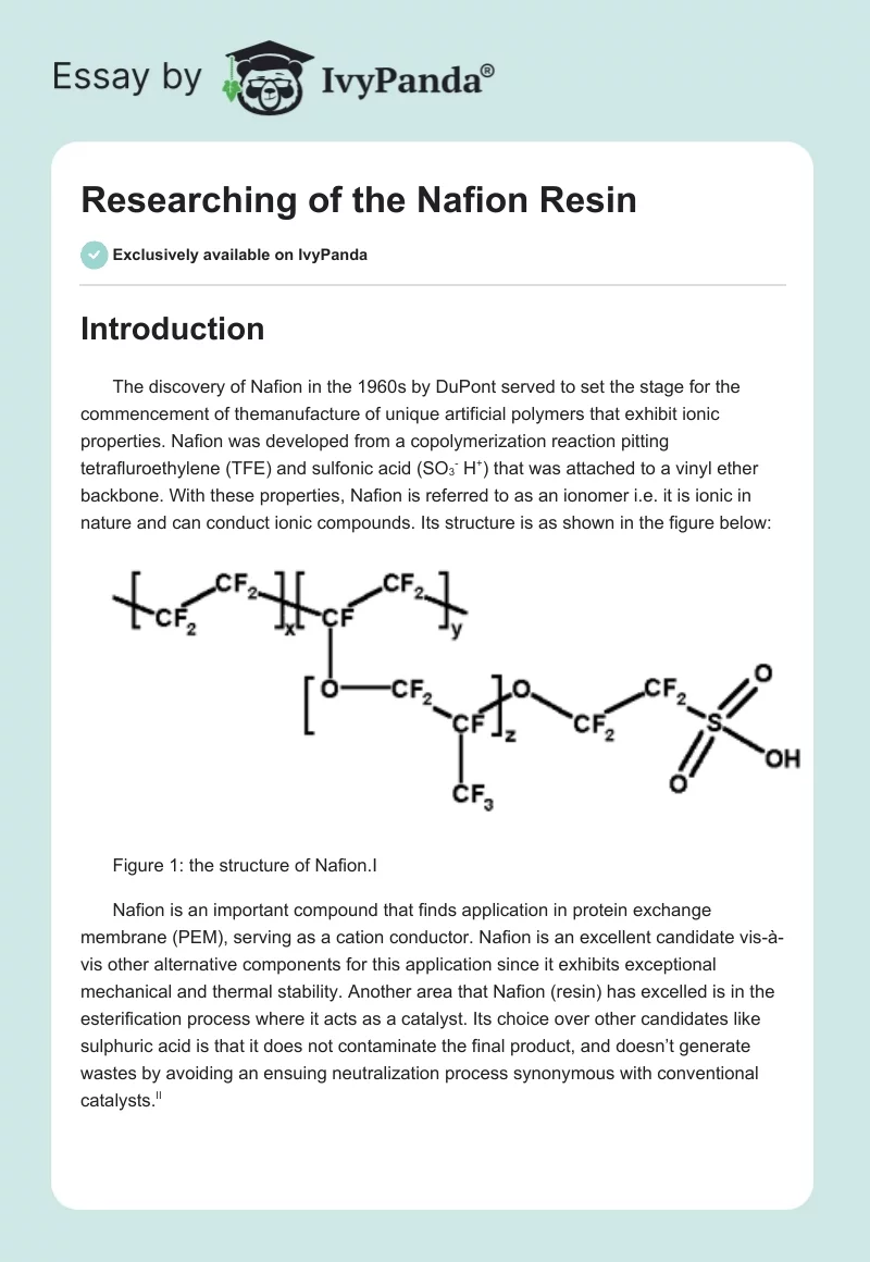 Researching of the Nafion Resin. Page 1