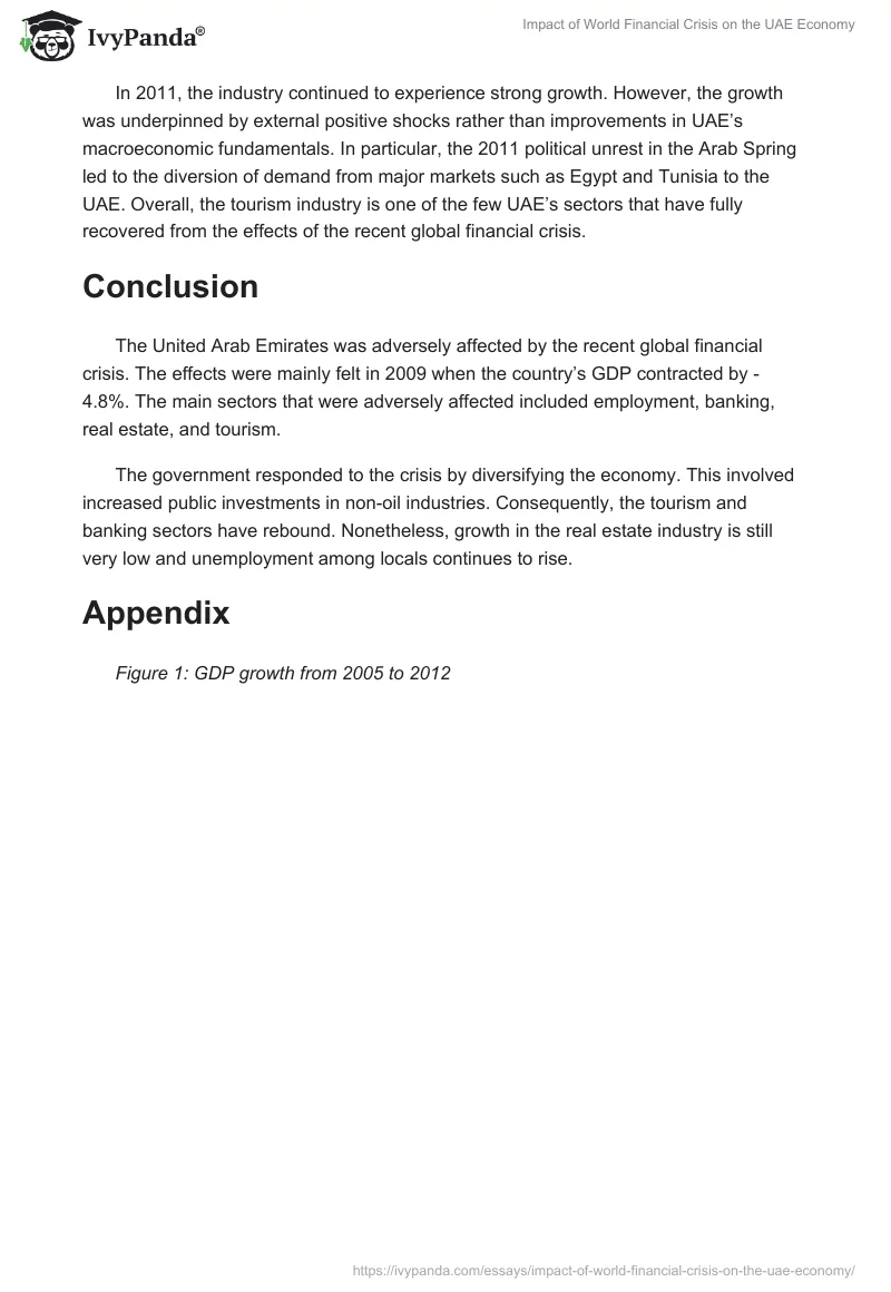 Impact of World Financial Crisis on the UAE Economy. Page 5