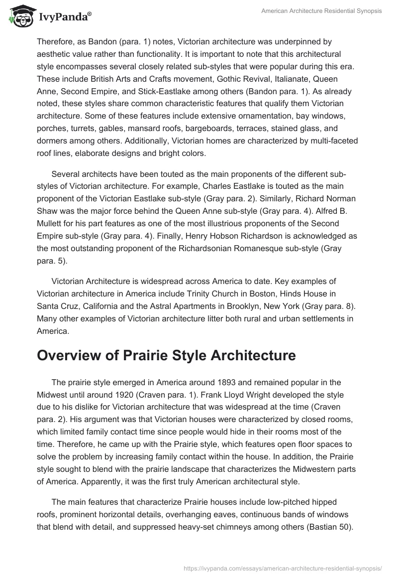 American Architecture Residential Synopsis. Page 2
