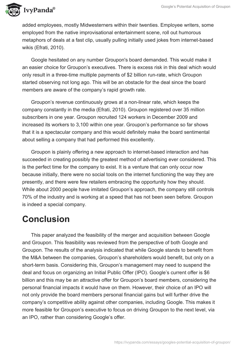 Google’s Potential Acquisition of Groupon. Page 4