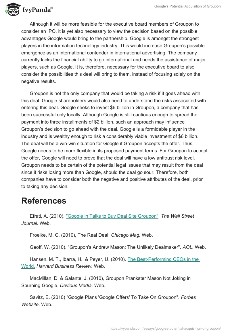 Google’s Potential Acquisition of Groupon. Page 5