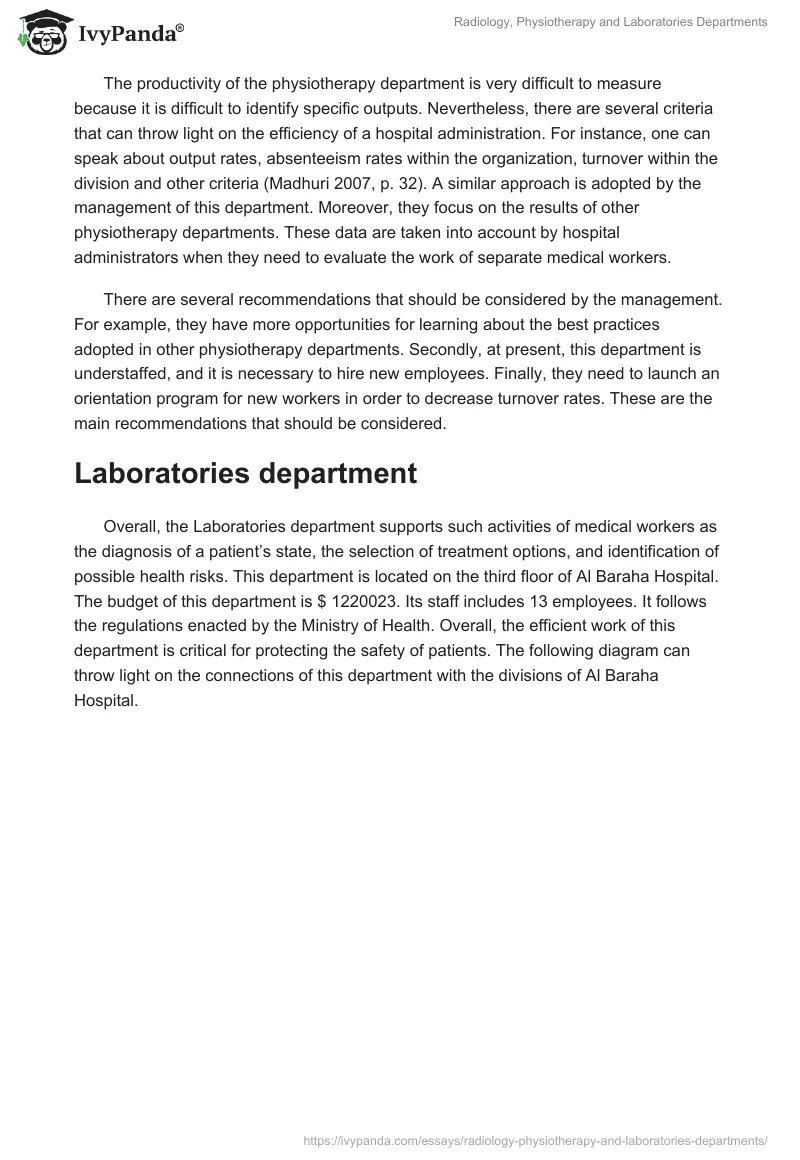 Radiology, Physiotherapy and Laboratories Departments. Page 4