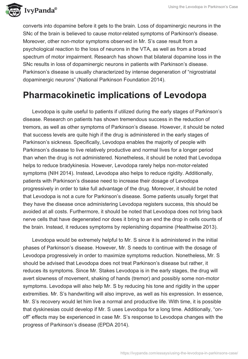 Using the Levodopa in Parkinson’s Case. Page 2