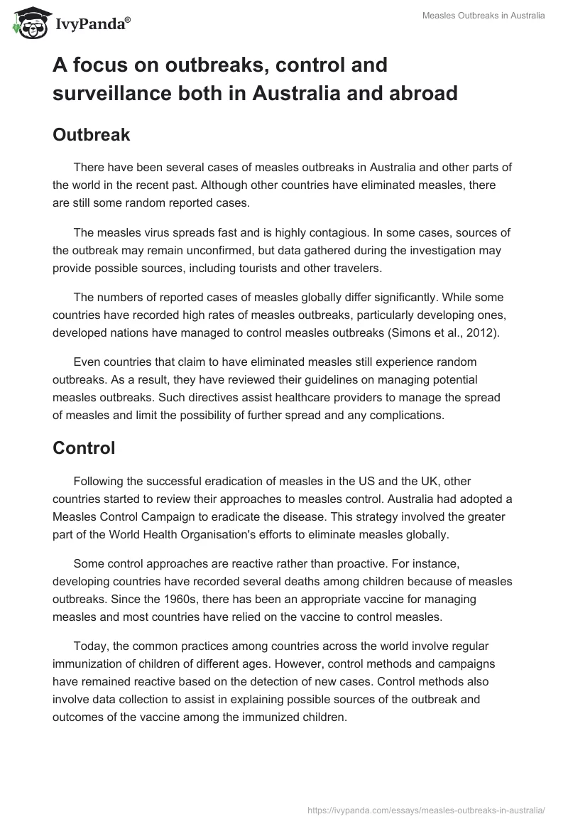 Measles Outbreaks in Australia. Page 2