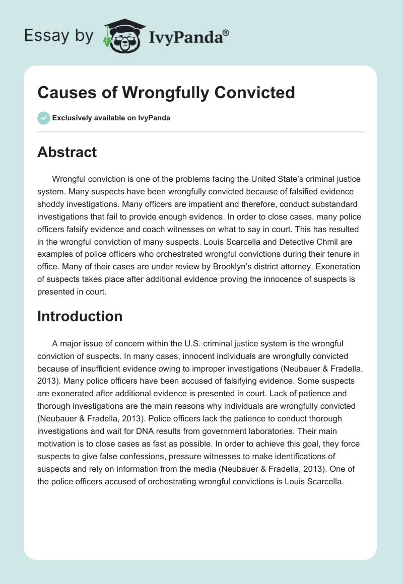 Causes of Wrongfully Convicted. Page 1