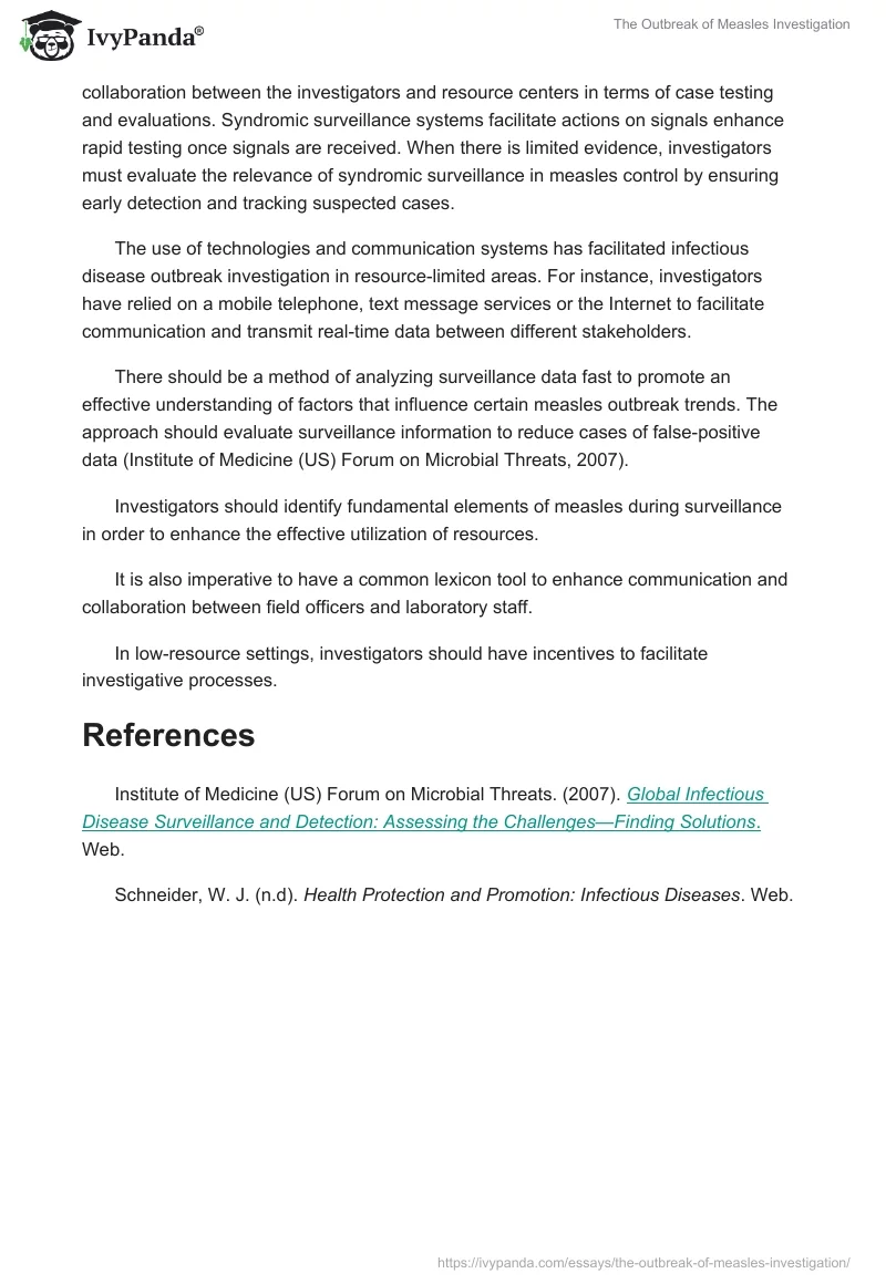 The Outbreak of Measles Investigation. Page 2