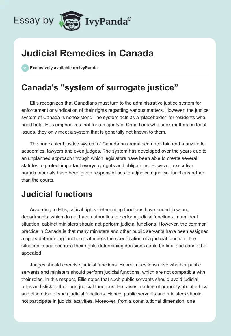 Judicial Remedies in Canada. Page 1
