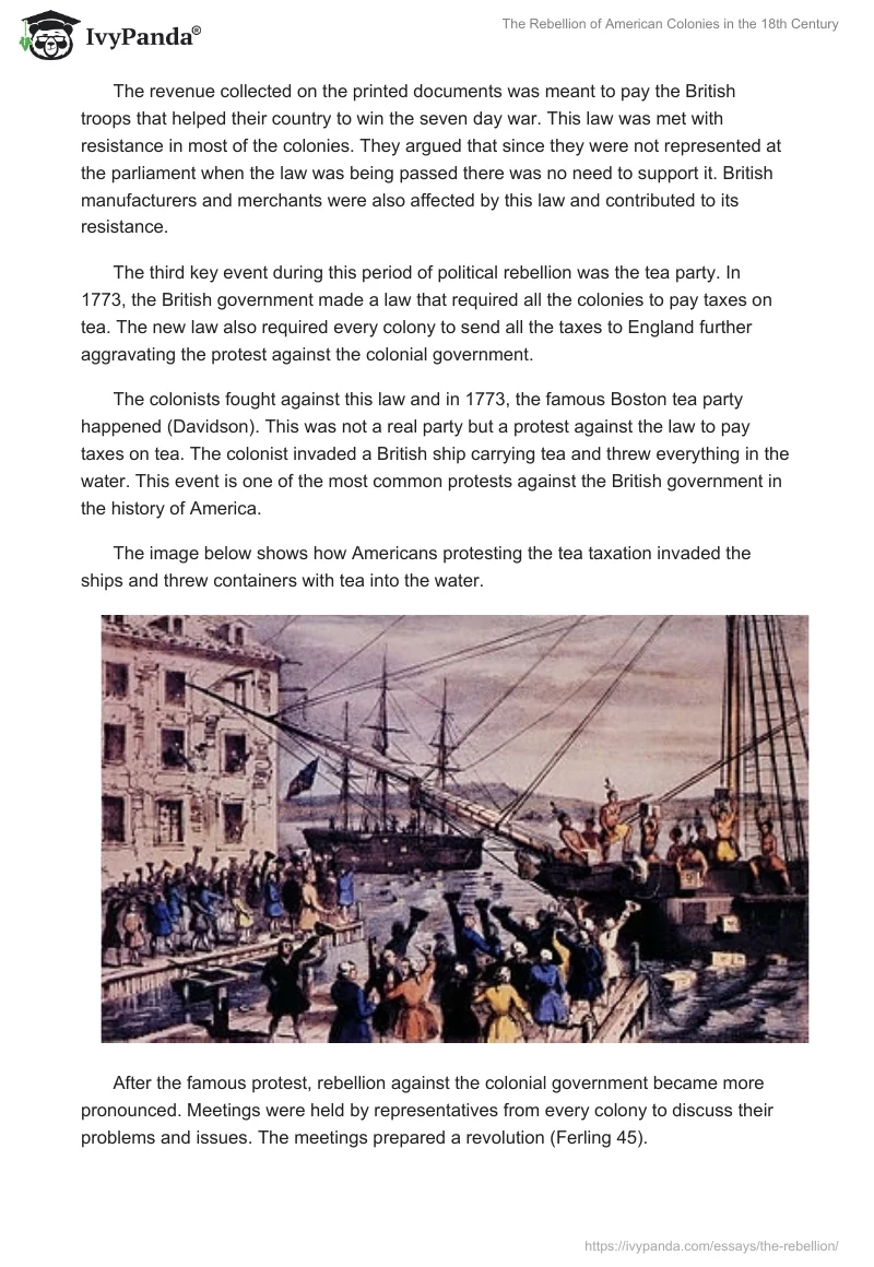 The Rebellion of American Colonies in the 18th Century. Page 2