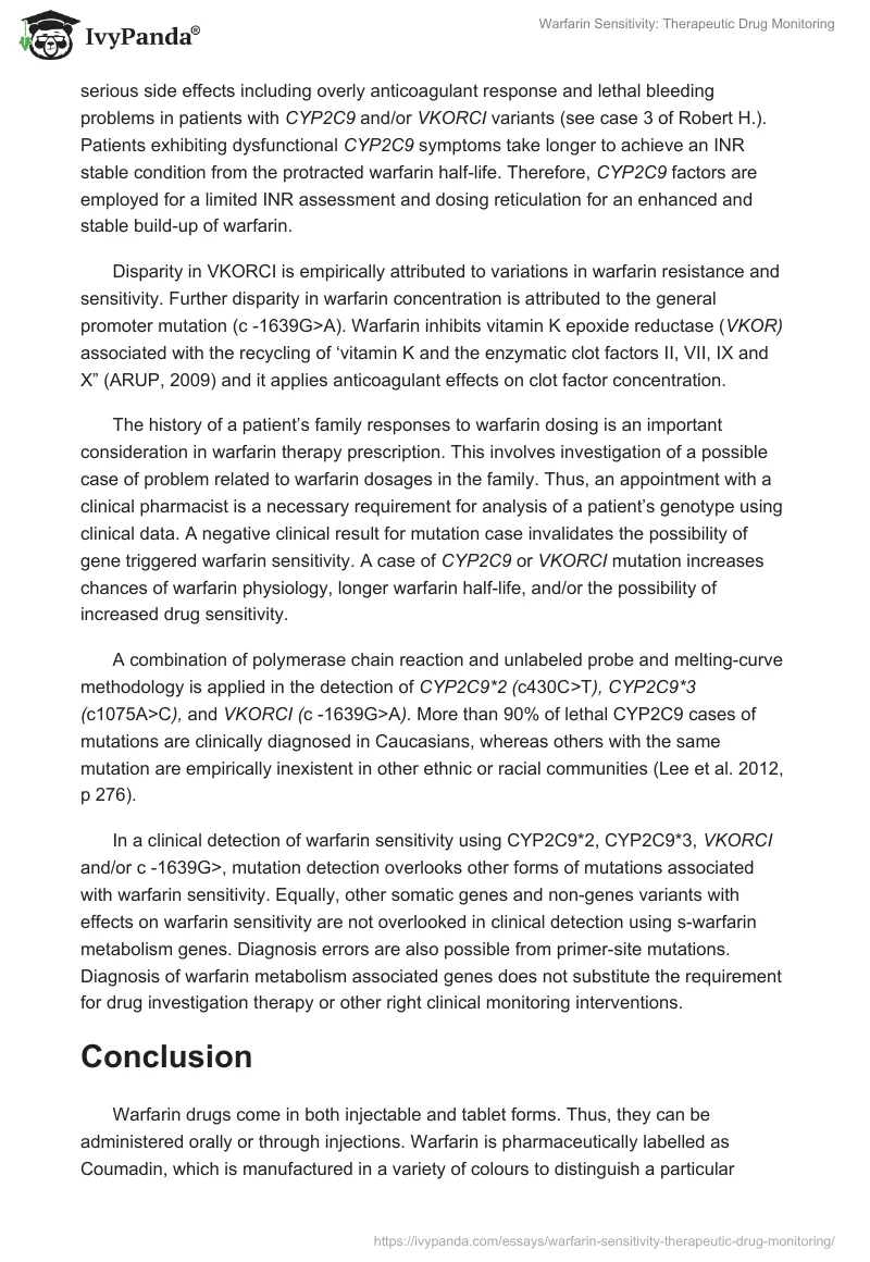 Warfarin Sensitivity: Therapeutic Drug Monitoring. Page 4