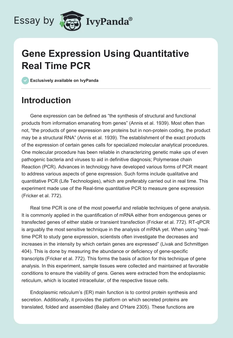 Gene Expression Using Quantitative Real Time PCR. Page 1