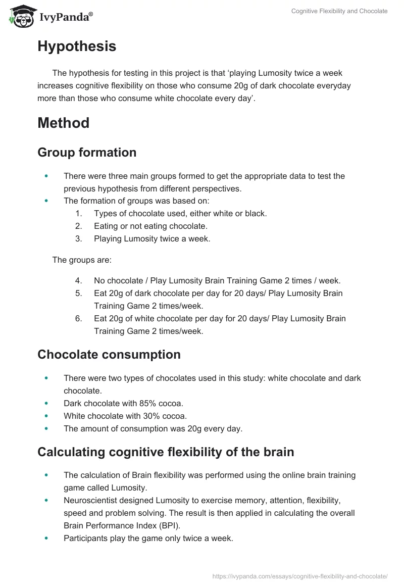 Cognitive Flexibility and Chocolate. Page 2