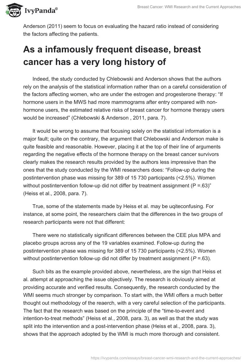 Breast Cancer: WMI Research and the Current Approaches. Page 2