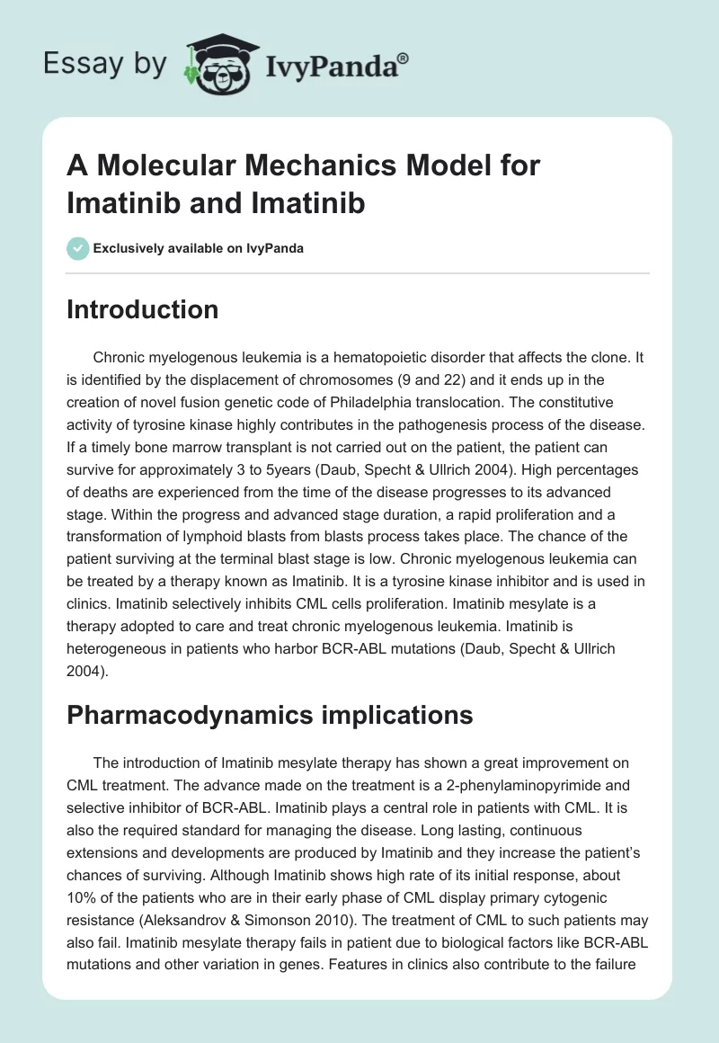 A Molecular Mechanics Model for Imatinib and Imatinib. Page 1
