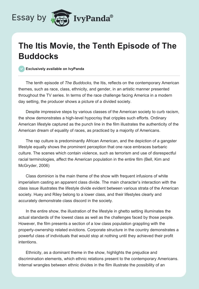 The Itis Movie, the Tenth Episode of The Buddocks. Page 1