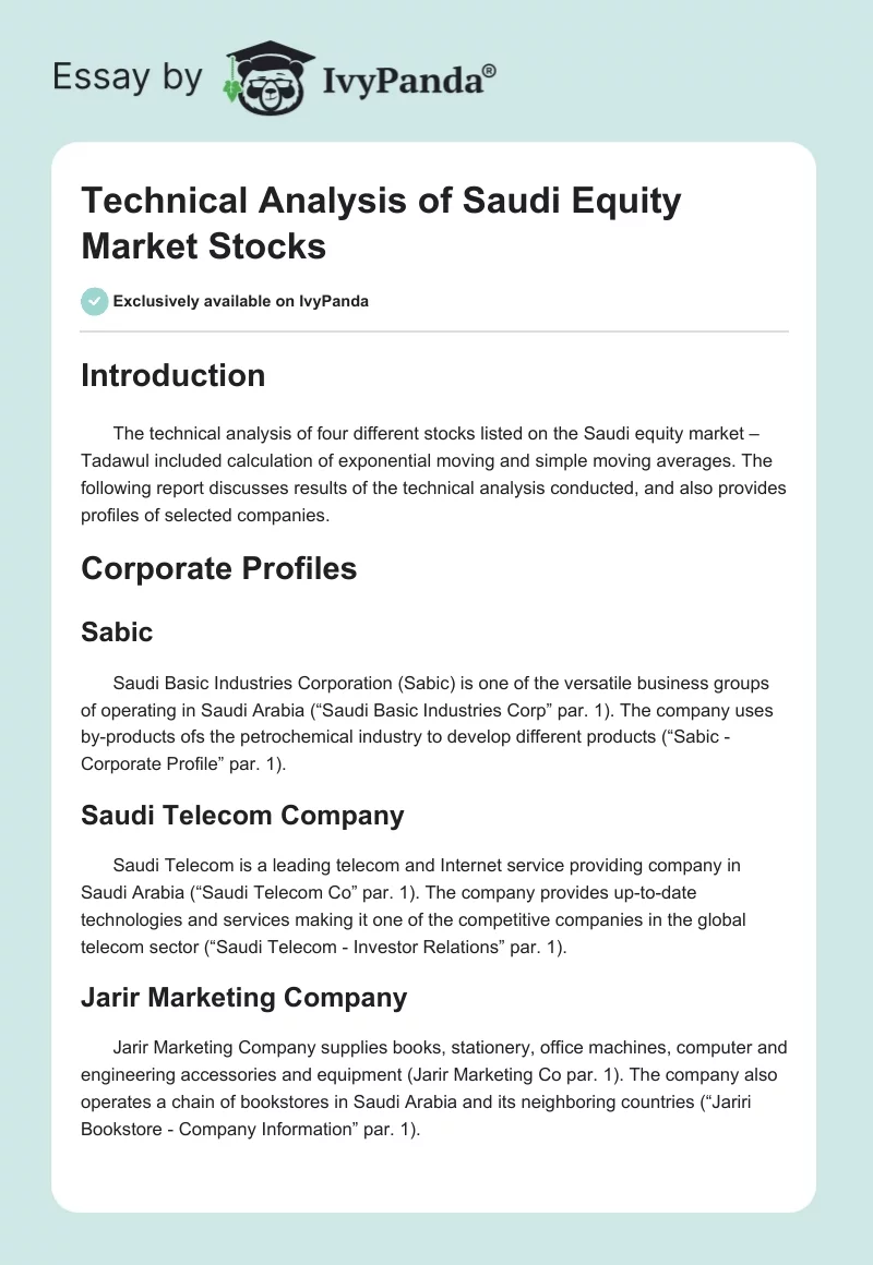 Technical Analysis of Saudi Equity Market Stocks. Page 1