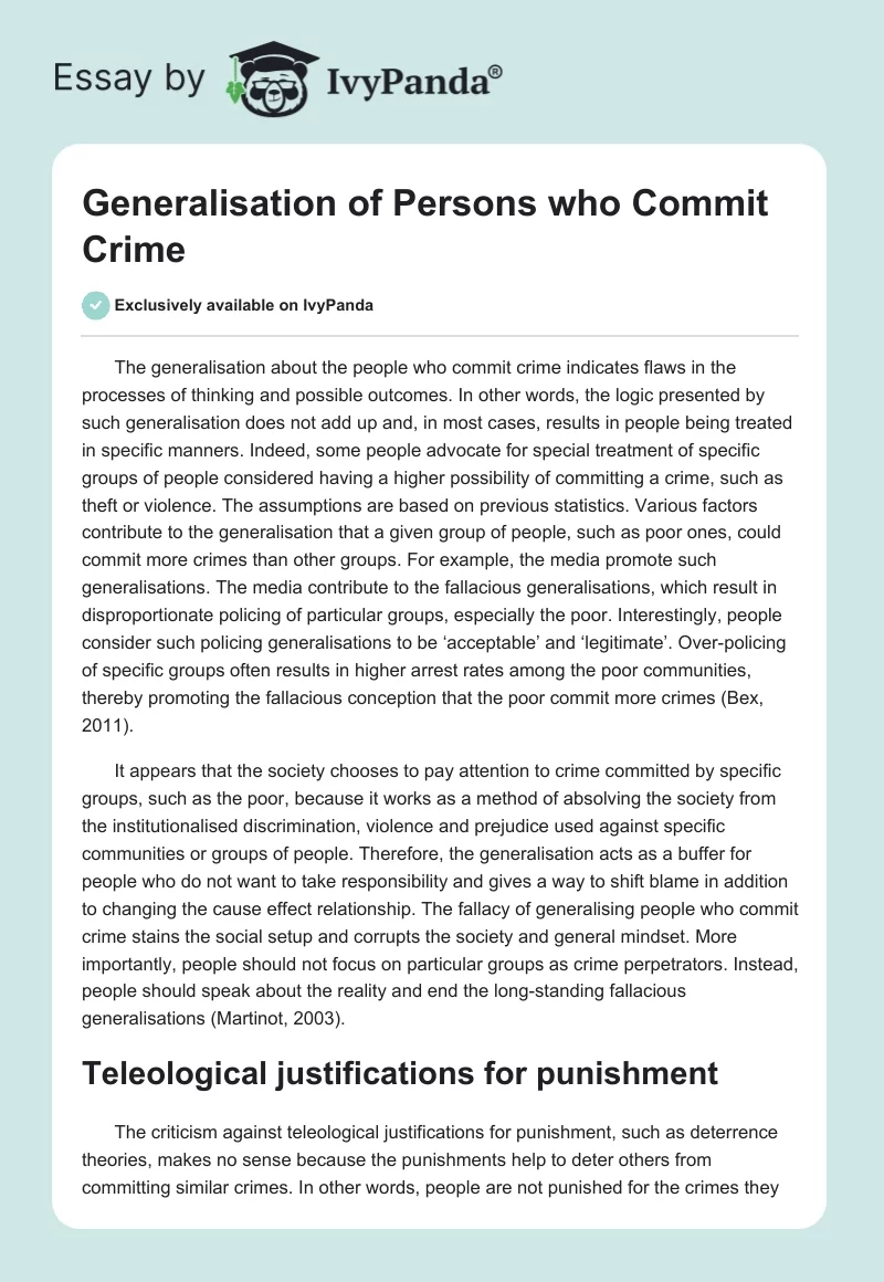 Generalisation of Persons Who Commit Crime. Page 1