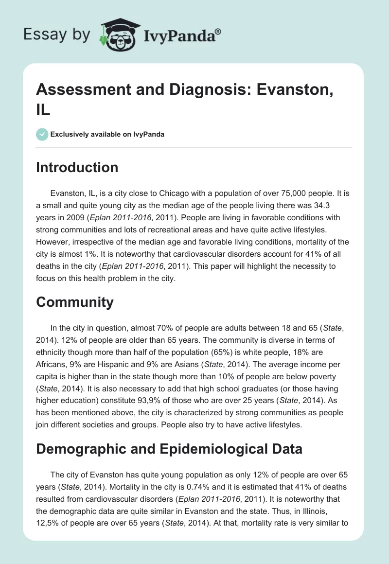 Assessment and Diagnosis: Evanston, IL. Page 1