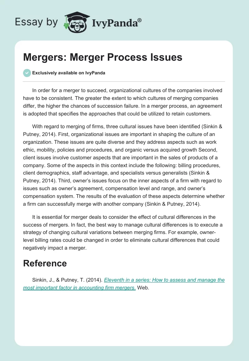 Mergers: Merger Process Issues. Page 1