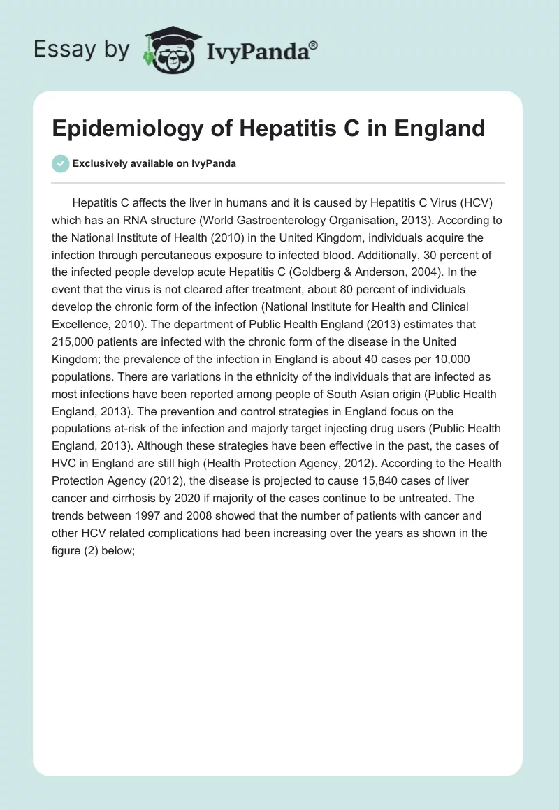 Epidemiology of Hepatitis C in England. Page 1
