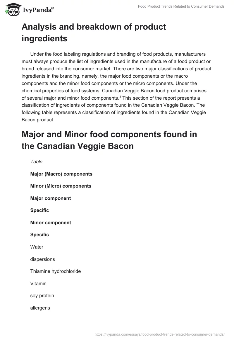 Food Product Trends Related to Consumer Demands. Page 2