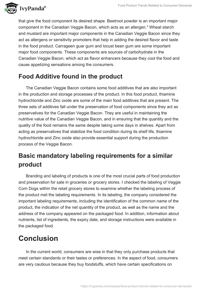Food Product Trends Related to Consumer Demands. Page 5