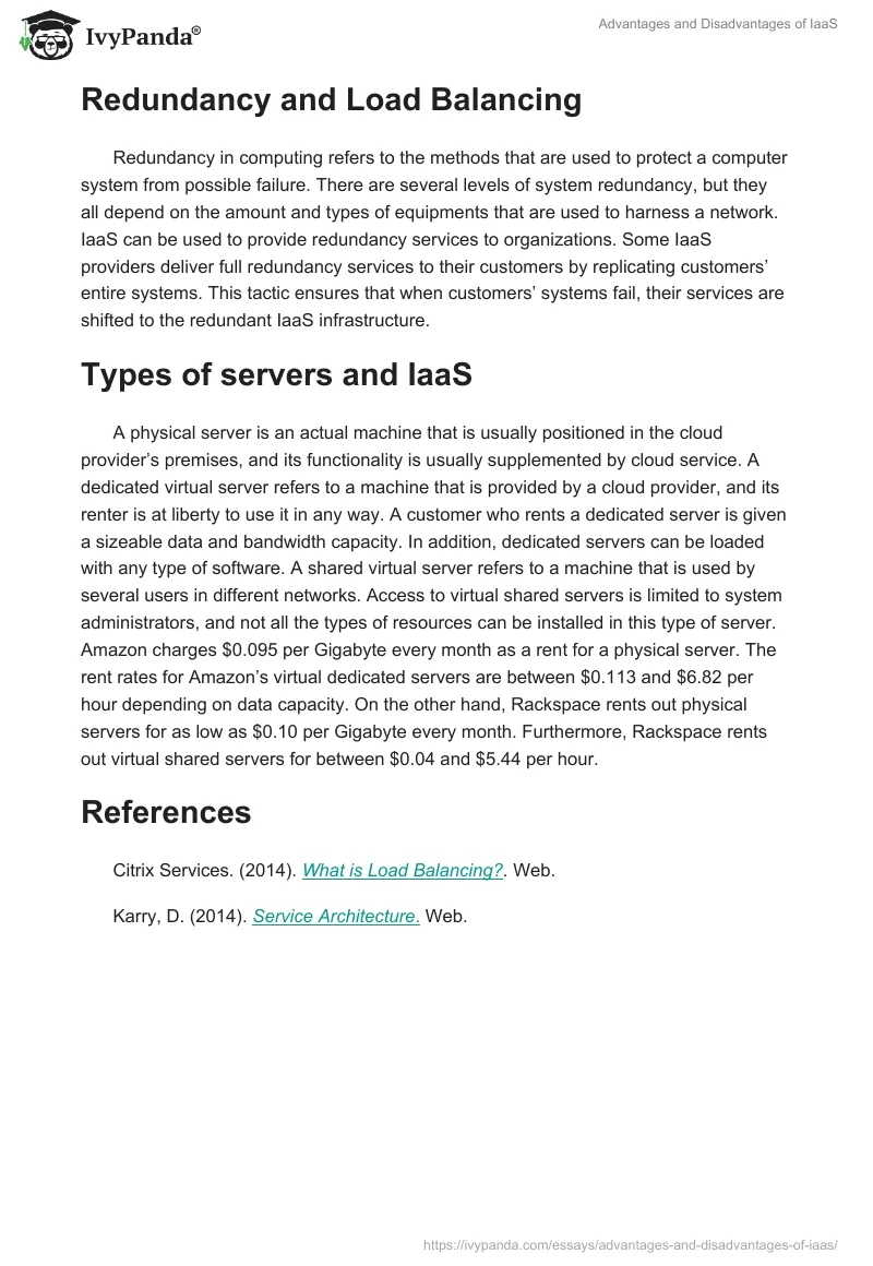 Advantages and Disadvantages of IaaS. Page 2