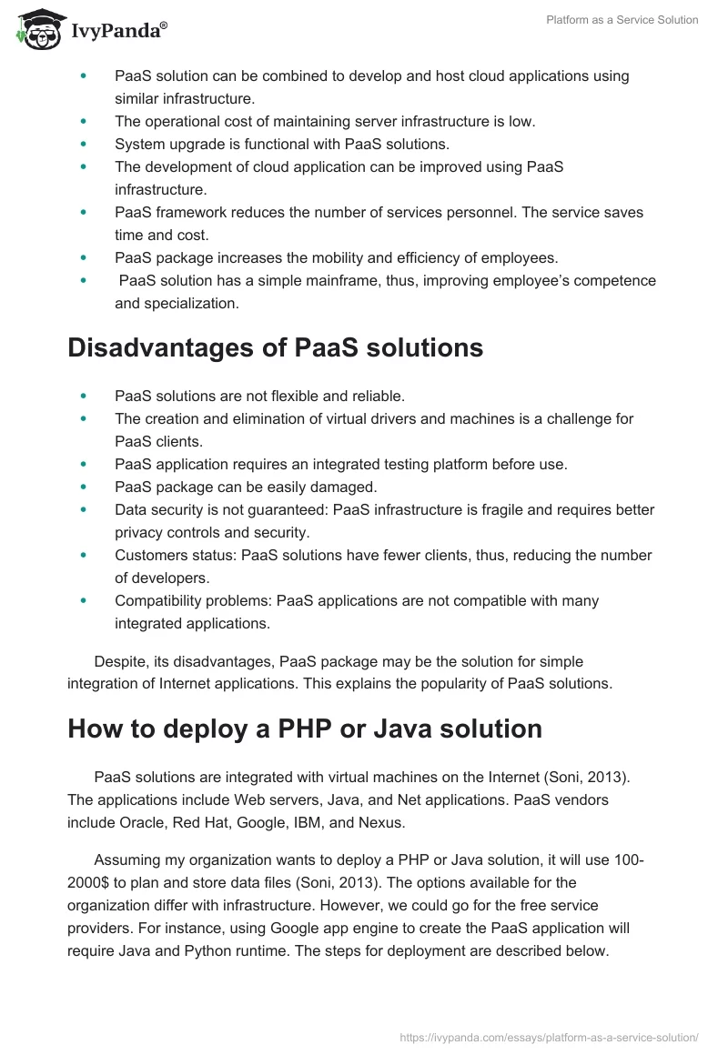 Platform as a Service Solution. Page 2