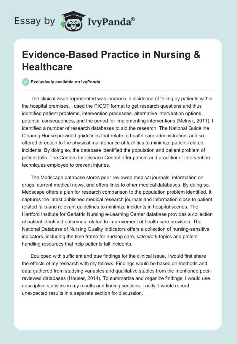 Evidence-Based Practice in Nursing & Healthcare. Page 1