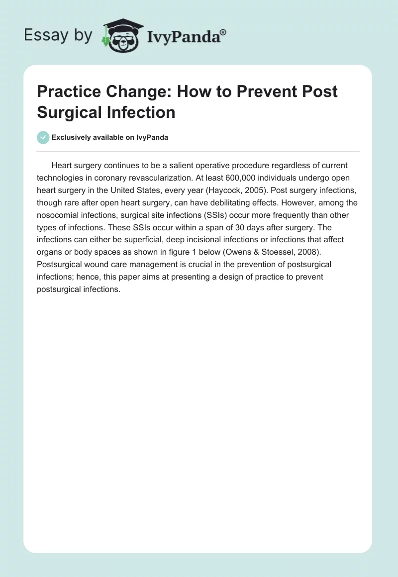 Practice Change: How to Prevent Post Surgical Infection. Page 1