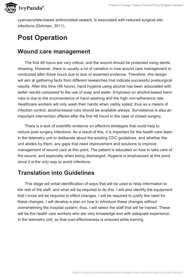 Practice Change: How to Prevent Post Surgical Infection. Page 5