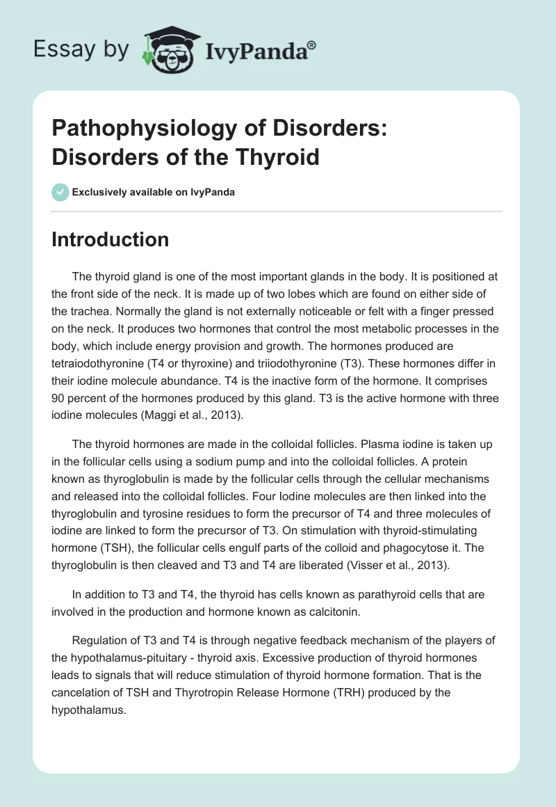 Pathophysiology of Disorders: Disorders of the Thyroid. Page 1