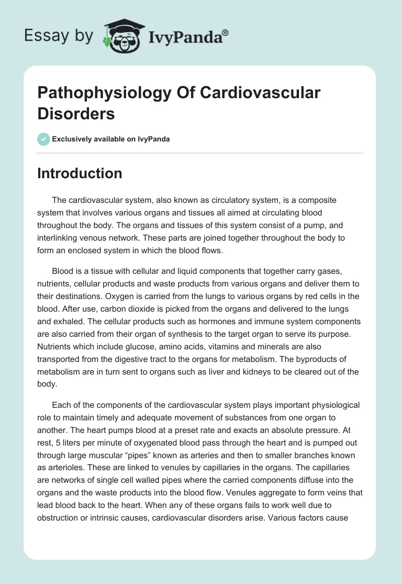 cardiovascular disease essay question
