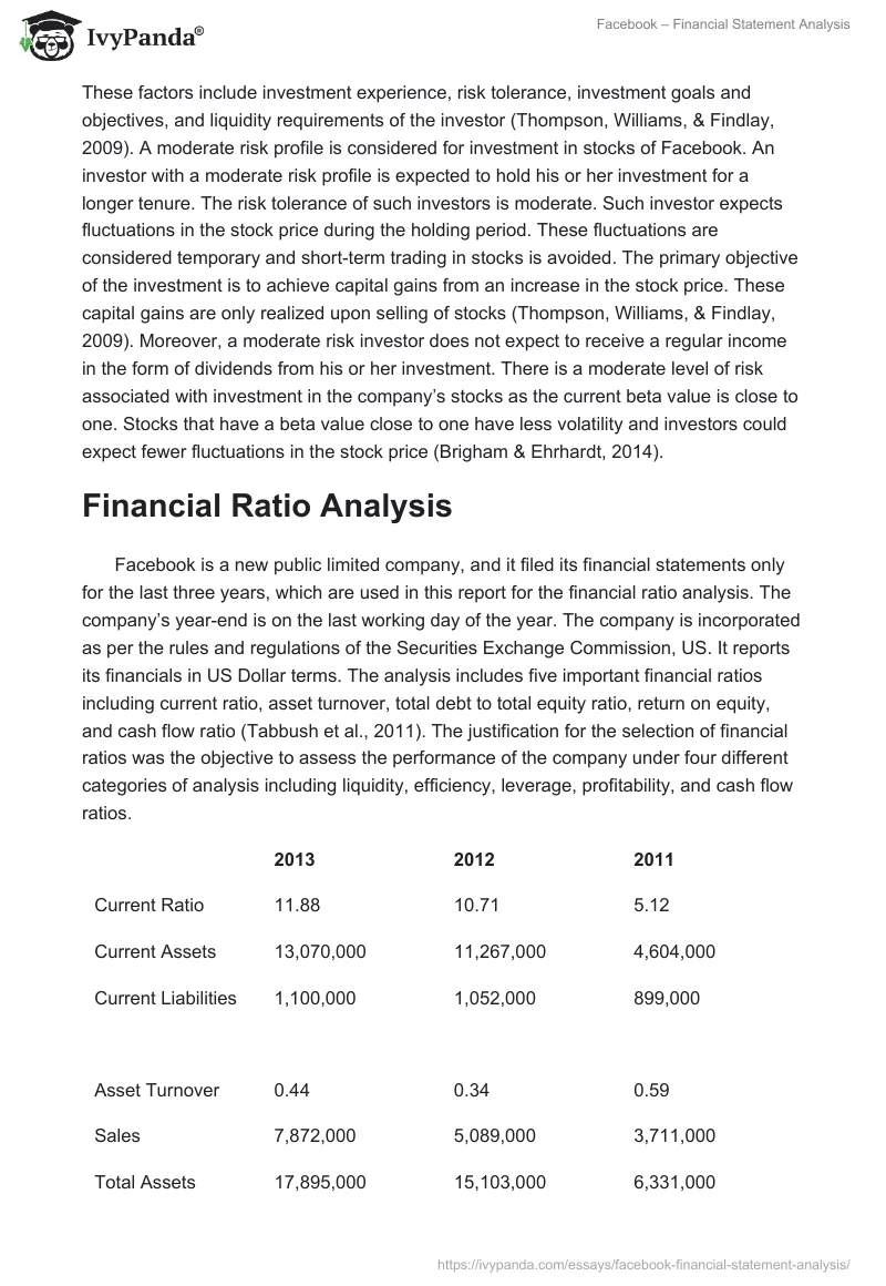 Facebook – Financial Statement Analysis. Page 3