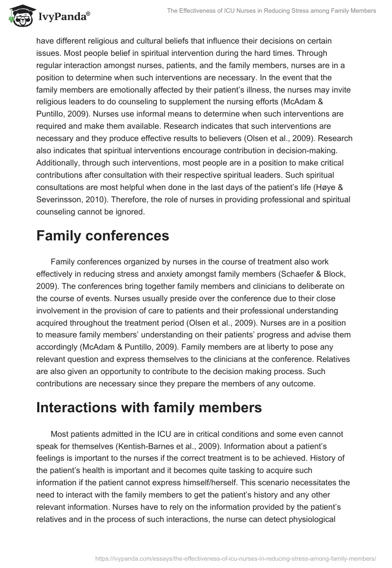 The Effectiveness of ICU Nurses in Reducing Stress among Family Members. Page 3