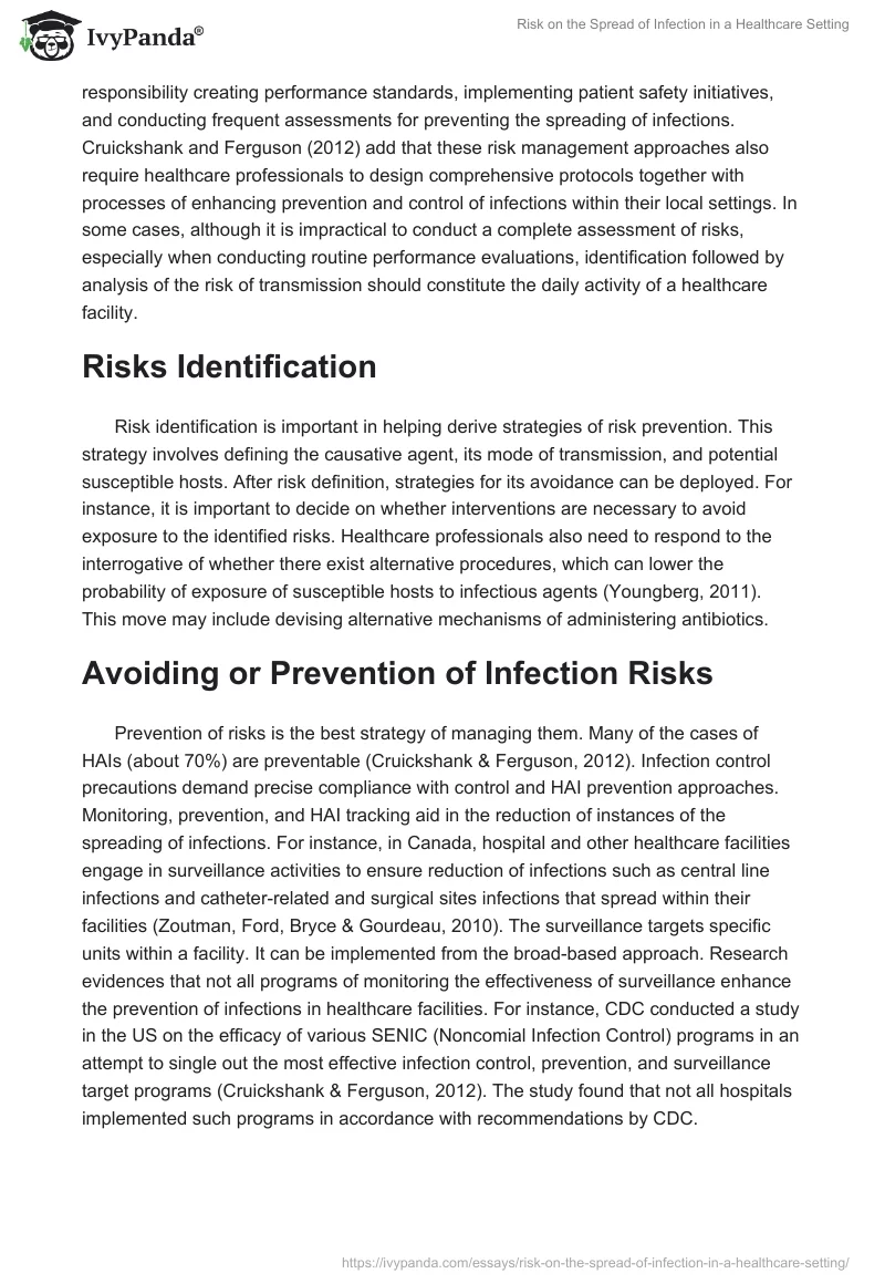 Risk on the Spread of Infection in a Healthcare Setting. Page 3