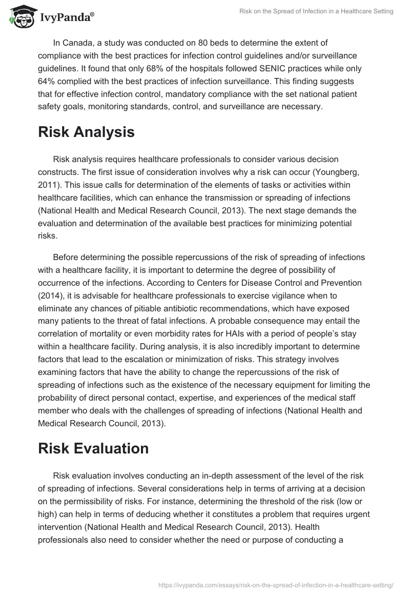 Risk on the Spread of Infection in a Healthcare Setting. Page 4